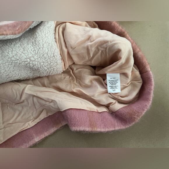 Pink & Brown Striped Pea Coat with Sherpa Collar L*SPACE $139 SIZE SMALL - Picture 7 of 9